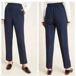 Anthropologie Pants Womens Size L Navy Split Hem Copley Trousers Ankle Stripe